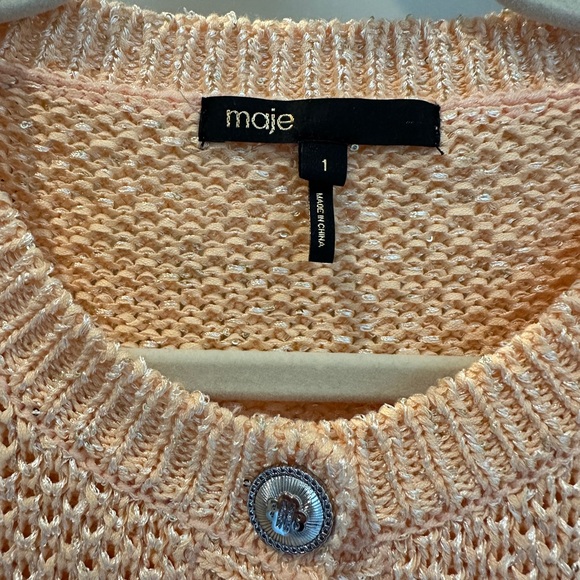 Maje Marguette sequin embellished knit cardigan size in orange size 1 - Picture 6 of 7